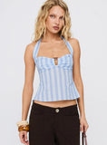 Isabetta Halter Top Blue Stripe
