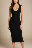 Sabrina Bandage Midi Dress Classic Black