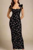 Odette Bodycon Lace Maxi Dress Classic Black