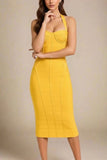 Isabella Bandage Midi Dress Mustard Yellow