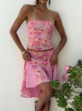 Tipsy Midi Skirt Pink Paisley