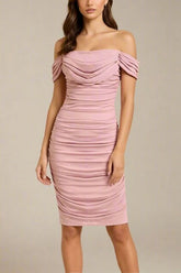 Zia Bodycon Wrap Midi Dress Dusty Pink Sale