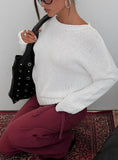 Reannon Wide Neck Knit Sweater White