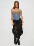 Eden Lace Up Corset Denim Mid Wash