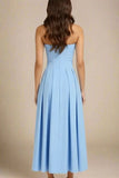 Capri Strapless Midi Dress Sky Blue