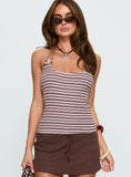 Roller Coaster Bead Detail Top Pink Stripe