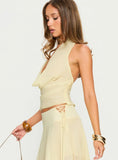 Evaleine Chiffon Cowl Neck Top Baby Yellow