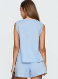 Carambola Ruched Sleeveless Top Blue