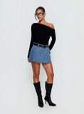Debera Pleated Mini Skirt Mid Blue Wash