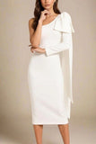 Lela Long Sleeve Bandage Midi Dress White Pearl