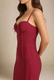 Joy Bandage Midi Dress Red Wine