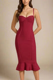 Joy Bandage Midi Dress Red Wine