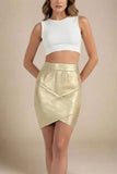 Jay High Waist Bandage Mini Skirt Gold