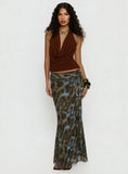 Annina Plunge Neck Backless Halter Top Chocolate