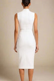 Grace Bandage Midi Dress White Pearl
