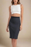 Pencil Bandage Knitted Knee Length Skirt Classic Black