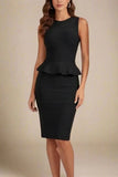 Leni Bandage Top and Knee Length Skirt Set Classic Black