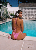 Glora Tie Side Bikini Bottom Pink Stripe