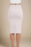 Pencil High Waist Bandage Midi Skirt Cream