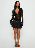 Kecia Long Sleeve Lace Top Black