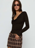 Kammy Long Sleeve Cowl Neck Top Espresso