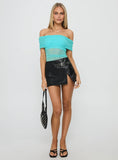 Dreamscapes Off Shoulder Mesh Bodysuit Blue