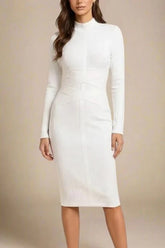 Jane Long Sleeve Bodycon Midi Dress White Pearl Sale