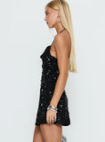 Dyanne Halter Sequin Mini Dress Black