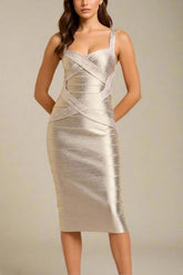 Heidi Bandage Midi Dress Gold Sale