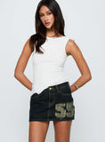 Standout Patch Detail Denim Skort Blue