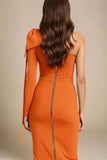 Lela Long Sleeve Bandage Midi Dress Apricot Orange Sale
