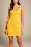Cindy Bandage Mini Dress Mustard Yellow