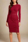 Dee Long Sleeve Bandage Dress Red Wine