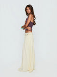 Velvet Storm Tie Detail Flowy Maxi Skirt Cream