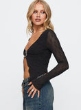 Moderna Long Sleeve Lace Top Black