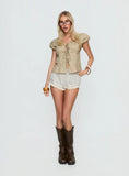 Rhubarb Lace Shorts Beige / Grey Check