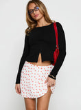 Dapple Bias Mini Skirt White Red Polka
