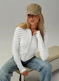 Superstars Zip Through Hoodie Grey / Cream Stripe