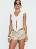 Ronnee Lace Up Shorts Cream Stripe