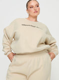 Princess Polly Crew Neck Sweatshirt Block Cursive Text Stone Curve