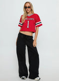 Ohio Cropped Football Jersey Tee Red