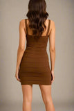 Heidi Bandage Mini Dress Tan Brown