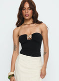 Jadea Strapless Hardware Detail Bodysuit Black