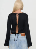 Rhydian Long Sleeve Tie Top Black