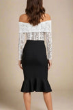 Peplum High Waist Bandage Midi Skirt Classic Black