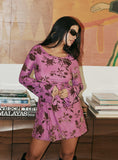 Lukea Long Sleeve Mini Dress Pink Floral