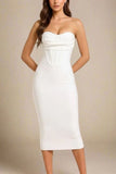 Miles Bodycon Midi Dress Pearl White