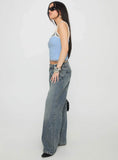 Zaralyn Low Rise Wide Leg Jeans Mid Blue Wash