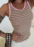 Elizebeth Contrast Trim Tank Top Multi Stripe