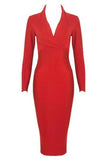 Blaire Long Sleeve Bandage Dress Lipstick Red